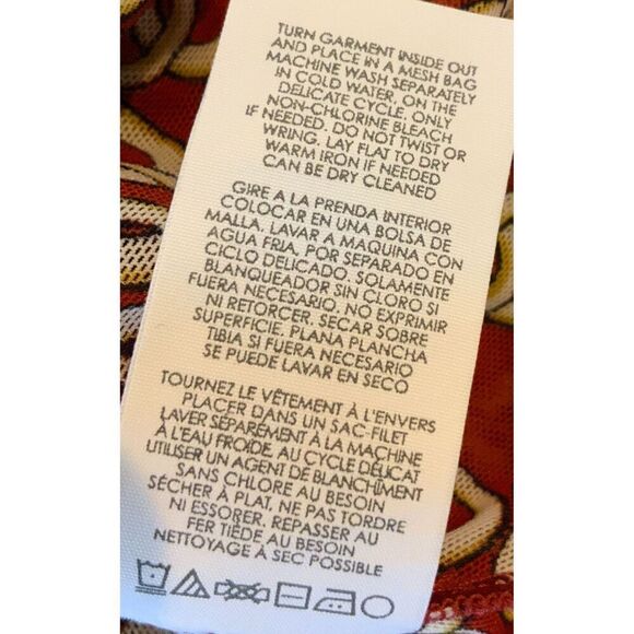 CAbi Red Geometric Long Sleeve Wrap Top Sz M Coach Cowgirl Chain Design Academia - Picture 15 of 15